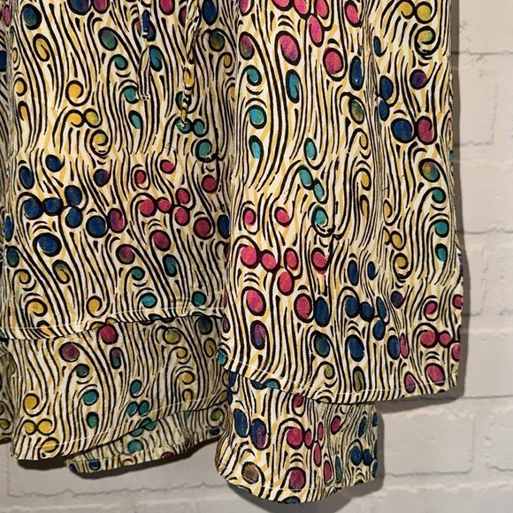 Tolani silk dress drawstring waist v neck small lined bottom ruffle - Picture 2 of 7